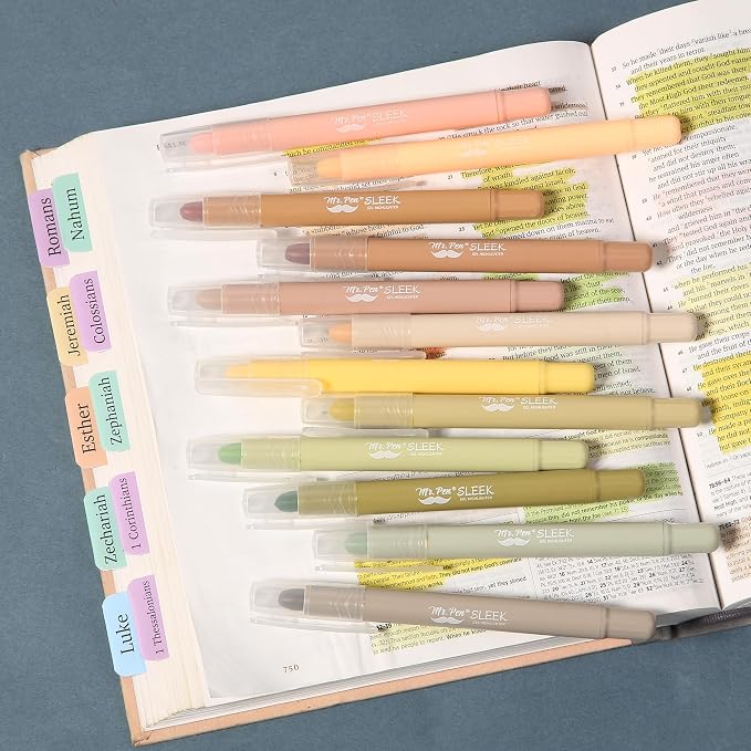 Mr. Pen- Gel Highlighter, 12 Pack, Vintage Colors | Bible Highlighters No Bleed, No Bleed Highlighters