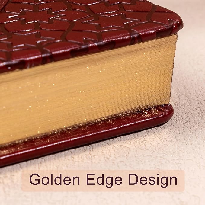 CAGIE Leather Journal for Women, 100 GSM 256 Lined Pages, A5 Hardcover | Wine Red vintage leather cover, gold edges, 100 GSM lined paper, ribbons, contents pages and gift box for daily writing