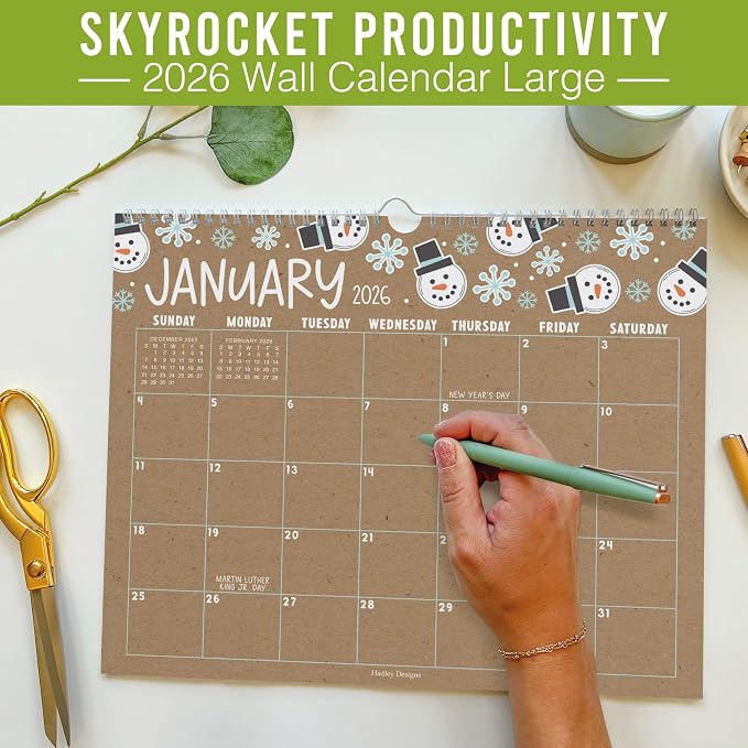 2026 Calendar Wall - 2026 Wall Calendar Large, 18-Month Hanging Calendars for School, Home & Office, Academic Monthly Calendar from January 2026 to June 2027, Back to School Teacher Gifts