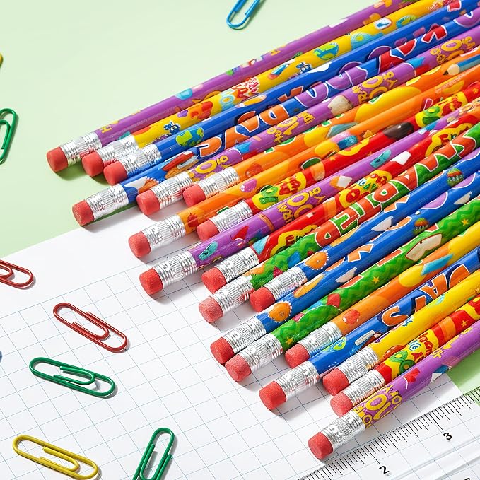 48PCS 100th Days of School Wooden Pencils with Erasers, Novelty Awards Incentives Pencils, Assortment colorful pencil for School Office Giveaways Party Supplies (100th Days)