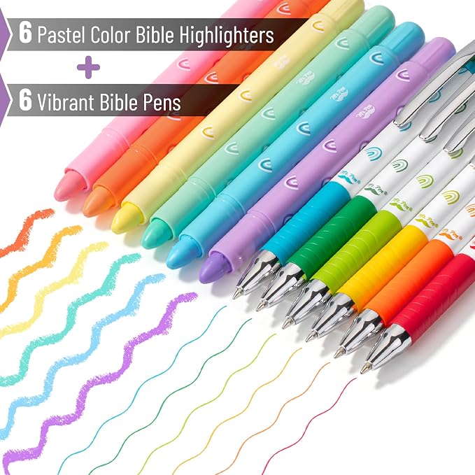 Mr. Pen- Bible Highlighters and Pens No Bleed, 12 Pack | Colorful Ink Pens for Highlighting, Bullet Journaling, Note-Taking, Summarizing, Bible Study, Planning, School and Office Use