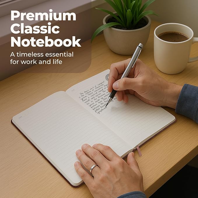 Lined Leather Bound Journal Notebook, A5 Hardcover Journals for Men & Women | 5.8x8.3" Brown Journal - Thick 300 Pages College Ruled Paper, Personal and Professional Note Book for Writing & Journaling