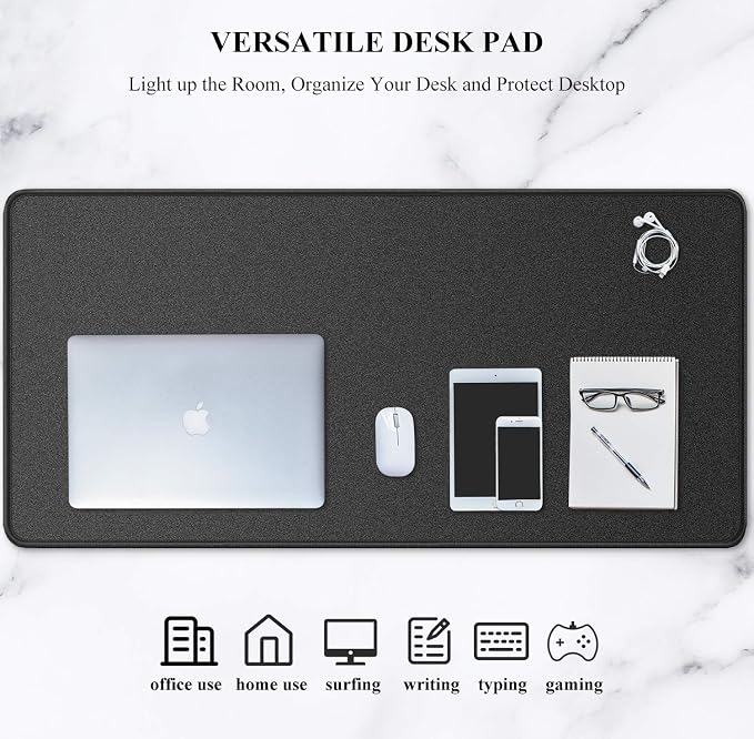 Auhoahsil Extended Mouse Pad, Large XXL Gaming Mouse Pad Desk Pad 35" X 15", Waterproof Desk Mat with Stitched Edges, Non-Slip Laptop Computer Wireless Mouse Keyboard Pad for Office and Gaming, Black