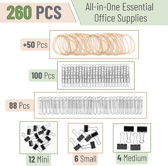 Mr. Pen- Assorted Binder Clips, Paper Clips, Rubber Bands