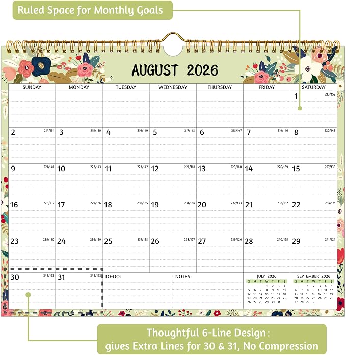 Wall Calendar 2026-2028 – 2 Year Calendar 2026-2028, Jul 2026 – Jun 2028, 14.57 x 11.42 In, 2026 Calendar 24 Months, Monthly Calendar 2026, with Ruled Blocks, Thick Paper, Holidays, To-do List ＆ Notes