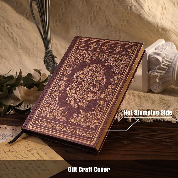 MGGAO Line Notebooks for Women Men, A5 Aesthetic Hardcover Ruled Diary | Vintage Design, 224 Pages, Ribbon, 100 GSM Thick Paper, Journal for Writing, Note Taking, Office, School, Journaling