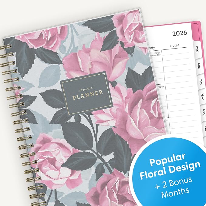 Blue Sky 2026-2027 Weekly & Monthly Academic Planner, 5"x8", Roosevelt Pink | July 2026 - June 2027, Flexible Cover, Wirebound, Laminated Tabs, Academic Year