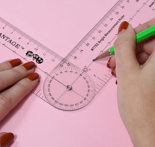 Learning Advantage Angle Measurement Ruler, Clear, Flexible and Adjustable | Geometry Measuring Tool, Measure Angles to 360 Degrees and Lines to 12"