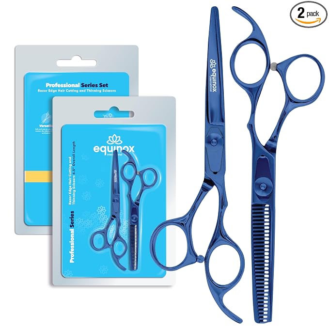 Equinox Professional Hair Scissors Set - Barber & Thinning Shears for Cutting & Grooming, Premium Japanese Stainless Steel Scissors