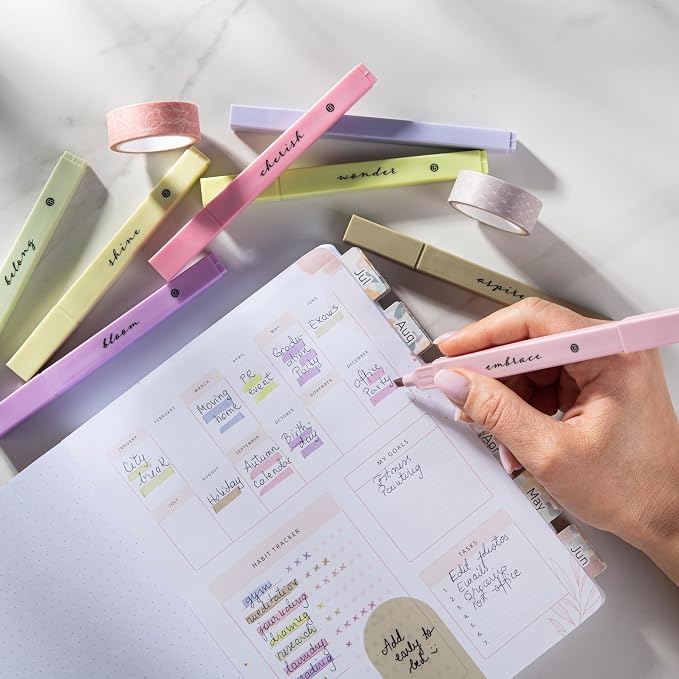 DIVERSEBEE Bible Highlighters with Soft Chisel Tip, No Bleed (Figs) | 8 Pack Assorted Colors Pens, Quick Dry, Cute Aesthetic Markers, Bible Study Journaling Supplies and Accessories
