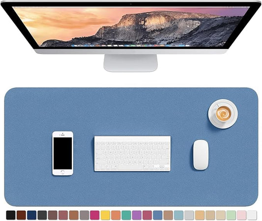 Hsurbtra Desk Pad, 30" x 14" PU Leather Desk Mat, XL Extended Mouse Pad, Waterproof Desktop Blotter Protector, Non-Slip Ultra Thin Large Laptop Keyboard Writing Mat for Office Home, Dark Blue