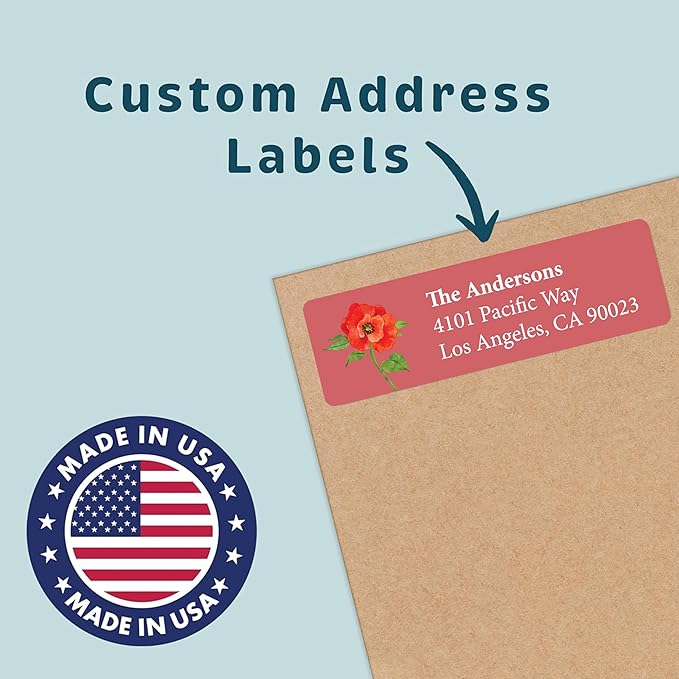 Personalized Return Address Labels - Floral Address Labels on Sheets (50-1000 Labels)