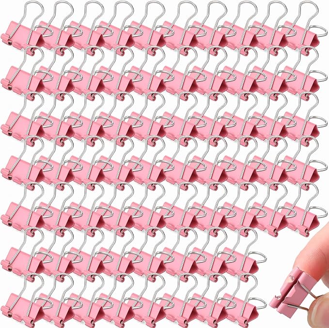 Yexiya 300 Pcs Small Binder Clips Sturdy 0.75 Inch Pink Paper Med Clips Office Supplies Paper Clamps for Office Teachers Students School Business Supplies