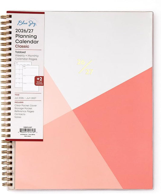 Blue Sky 2026-2027 Weekly & Monthly Academic Planner, 8.5"x11", Cali Pink | July 2026 - June 2027, Flexible Pocket Cover, Wirebound, Storage Pocket, Academic Year