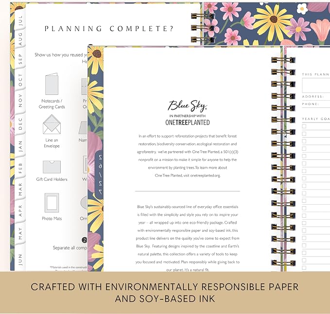 Blue Sky 2026-2027 Weekly & Monthly Academic Planner Calendar, 5"x8", Gail | July 2026 - June 2027, Flexible Cover From Recycled Plastic, Wirebound, Laminated Tabs, Storage Pocket, Academic Year