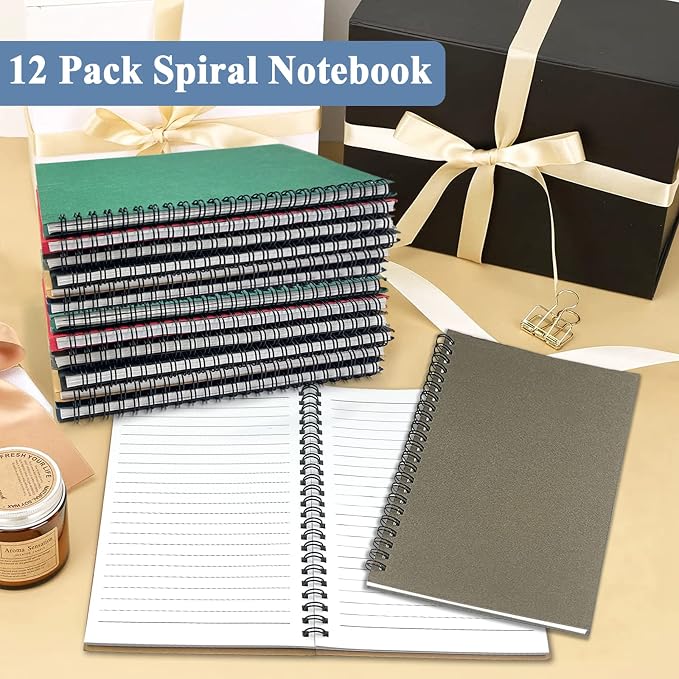 12Pack Small Spiral Notebook, 5.5 x 8.3” Notebook for Work 120Page Notepads | Multipack College Ruled Notebook Bulk Spiral Bound A5 Small Notebook Journal Lined for Office Note Taking Journaling Writing