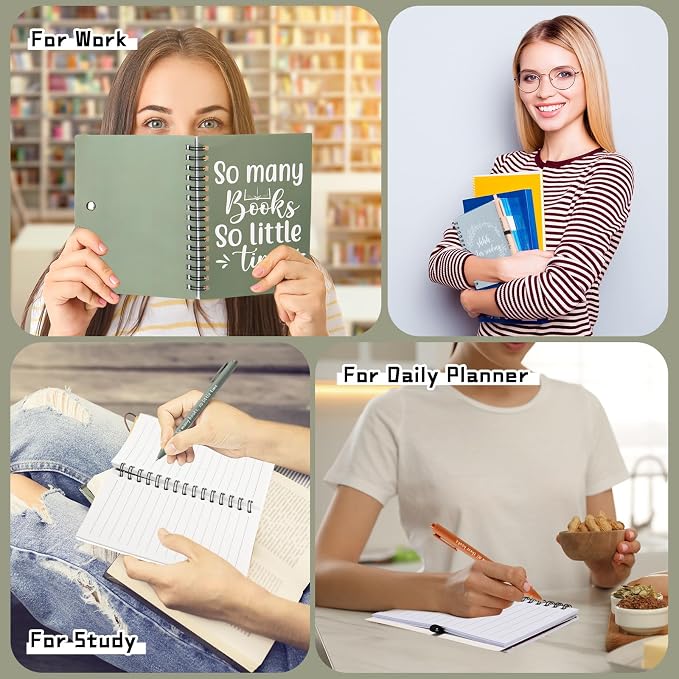 Thenshop 30 Sets Book Lover Gift Librarian Inspirational Spiral Notebook Pen Bulk Book Club Gift Reading Journal Librarian Back to School Gifts for Women Reader Teacher Bookish Bookworm (Morandi Color)
