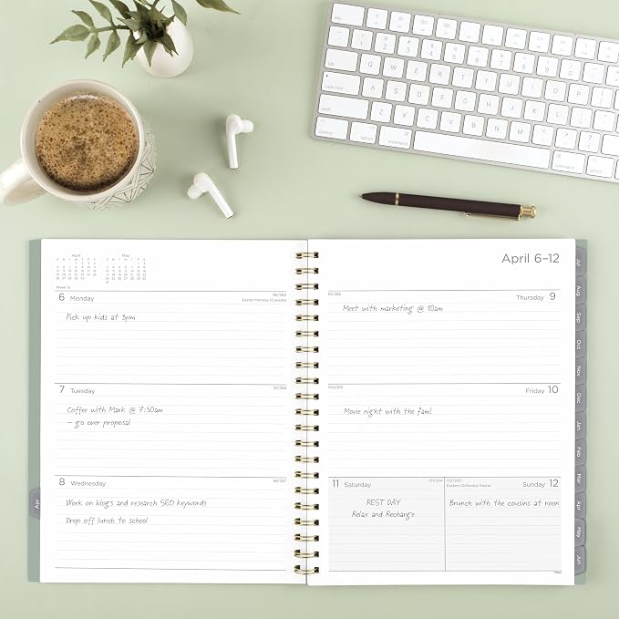 Mead Planner 2026-2027 Weekly & Monthly Academic 15-Month April-June, 8.5" x 11", Soft Grass (CAW62093)