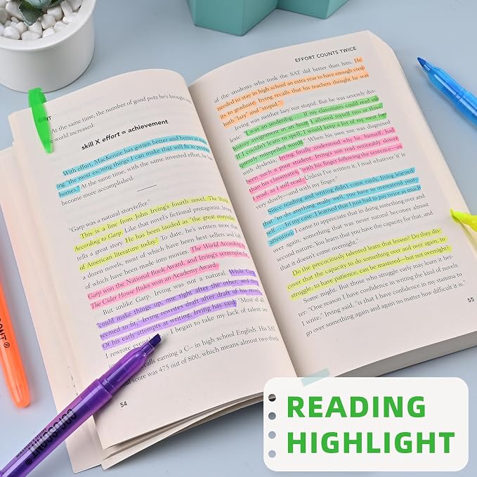 coruscant Highlighter - 12 pack color highlighter, color transparent visible fluorescent pen shell, wide chisel point mark, fluorescent pen, school, office