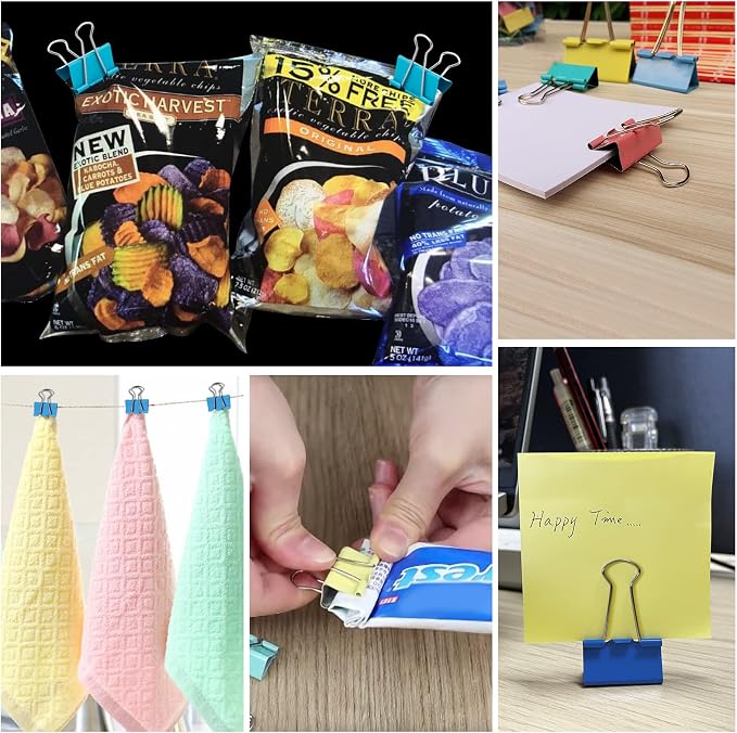 Binder Clips 24 PCS,1.6 in, Office Supplies, Office Metal Paper Binder Clip, Paper Clamps