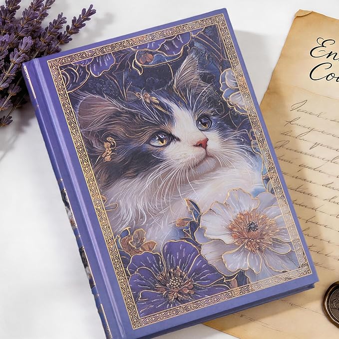 Hardcover Notebook Journal with 224 Pages, A5 Lined Journal with 100 GSM Premium Thick Paper for Smooth Writing, Aesthetic Foil Embossed Garden of Cats Notebook Journal, Ideal Journal for Women, Teens & Cat Lovers