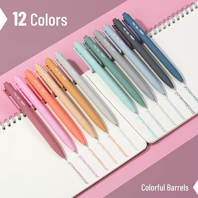 Mr. Pen- Retractable Gel Pens, 12 Pack, Assorted Color Ink | Fine Point 0.5 mm, Fast Dry, Smooth Writing, Cute Gel Ink Pens for Drawing, Writing Planner and School Supplies