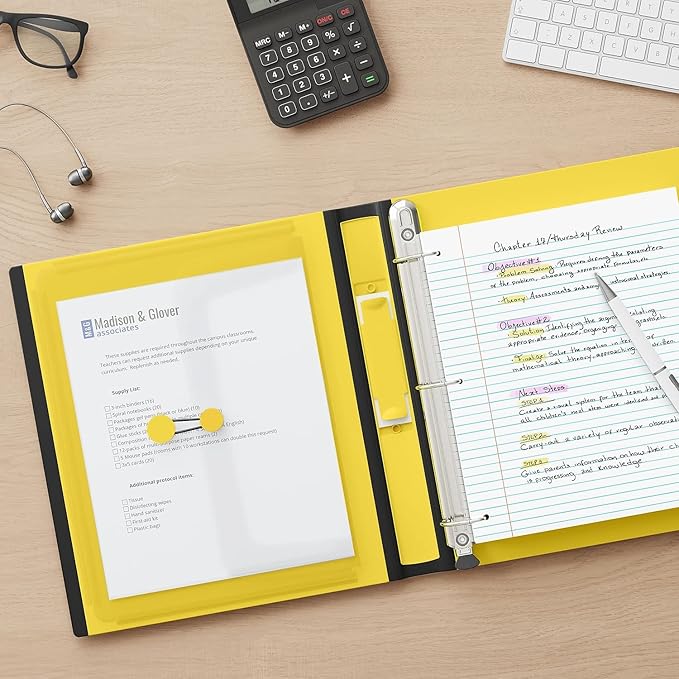 Staples Better Binder 1.5-Inch D-Ring View Binder, Reinforced Spine, Holds Up to 350 Sheets, Yellow, for Office & School