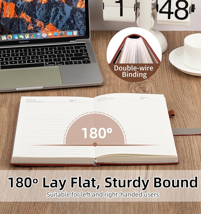 A5 Lined Journal Notebook for Women Men, Hardcover Journals for Writing, 320 Pages 100GSM Thick Paper, Daily Journal Notebook for Work, School, Note Taking, Business, Travel（Brown）