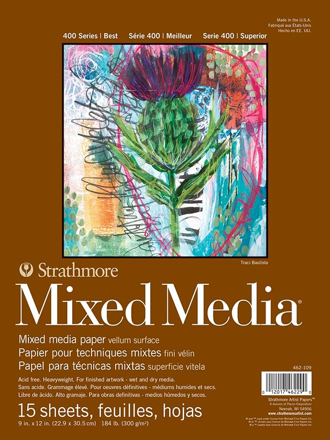 Strathmore Mixed Media Vellum Paper Pad 9"X12"-15 Sheets -62462109, White