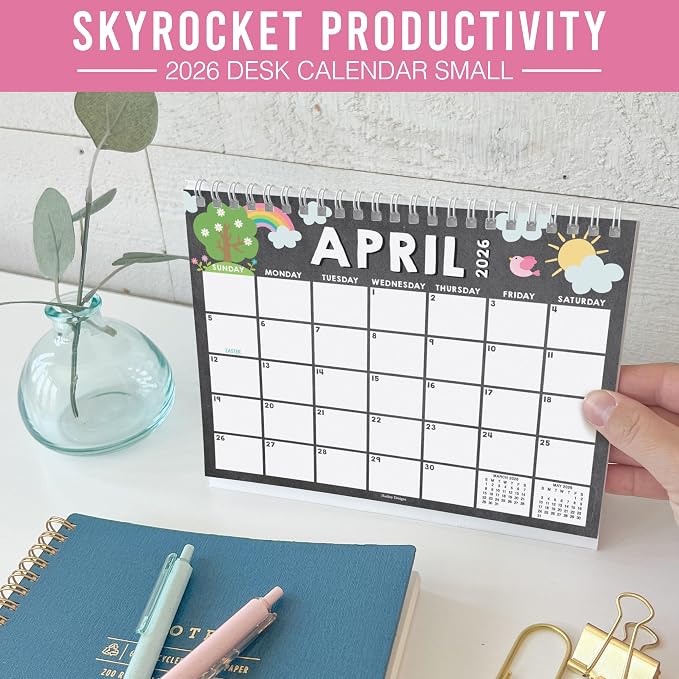 Small Desk Calendar 2026-2027 Standing Flip - 18-Month 2026 Desk Calendar Small for Home, Office & School, Standing Desks Calendars 2026-2027, Mini Desks Calendars, Back to School Teacher Gifts