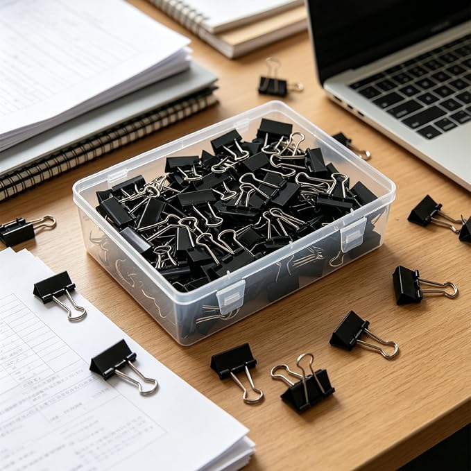 Black Medium Binder Clips,150 Pcs Medium Paper Clamps Clips 32mm/1.25 inch for for Home School Office Supplies