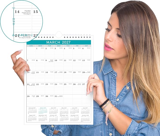 Calendar 2027, 12 Monthly from January 2027 to December 2027, with Julian Date, 11.4 x 14.6 Inches, Thick Paper