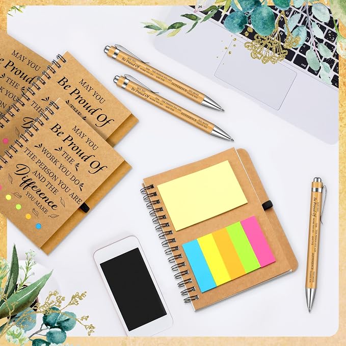 Yeaqee 100 Pcs Employee Appreciation Gifts Inspirational Gifts Set Mini Spiral Notebooks with Pen May You Be Proud of The Work You Do Motivational Thanks Gift for Staff Coworkers (Proud)