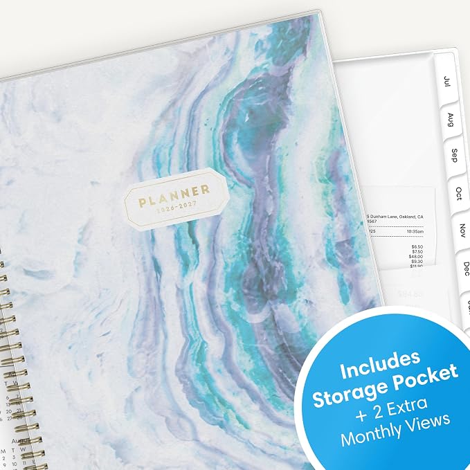 Blue Sky 2026-2027 Weekly & Monthly Academic Planner, 8.5"x11", Gemma | July 2026 - June 2027, Flexible Cover, Wirebound, Laminated Tabs, Storage Pocket, Academic Year