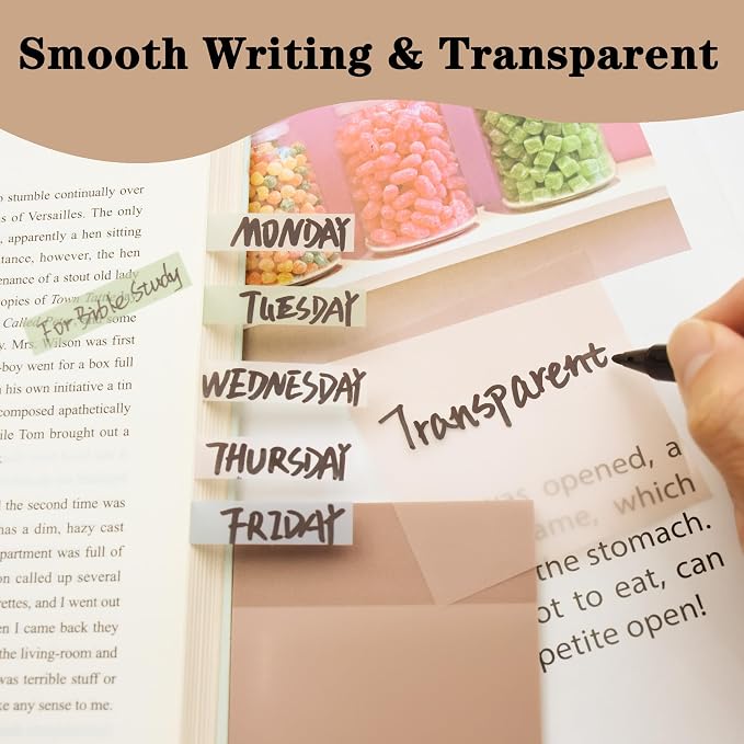 YOUDEFUL 800Pcs Transparent Sticky Notes, Morandi Dark Red Clear Sticky Notes, 3"x3" Waterproof Translucent Sticky Note Pads, Index Tabs, Clear Post it Notes for Bible Study, See Through Sticky Notes