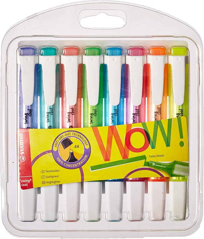 STABILO - swing cool - Highlighter - Pack of 8 - Assorted colors