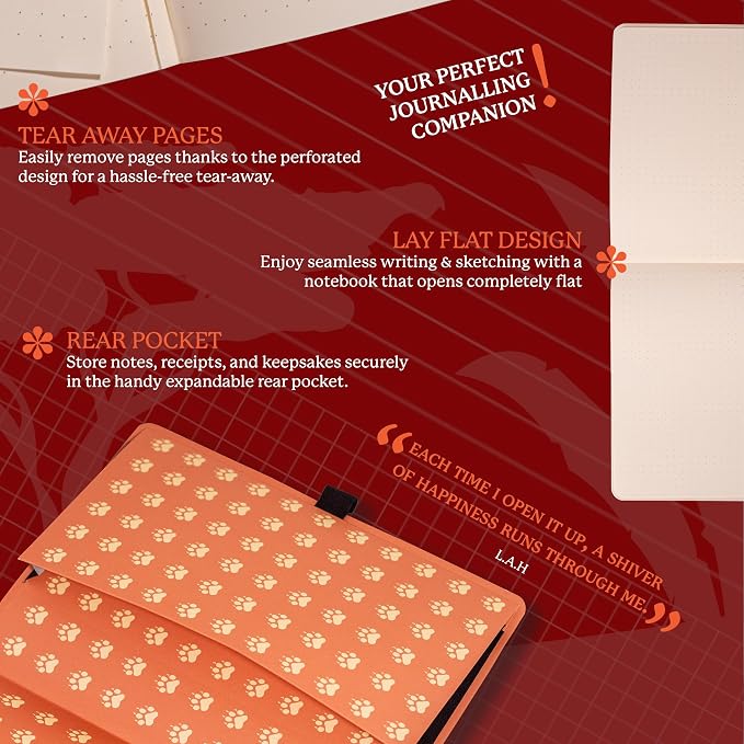 Dingbats* Wildlife Dotted Writing Journal Notebook A5 - Vegan Leather Softcover - Ideal for Work, Travel - Pocket, Elastic Closure, & Bookmark