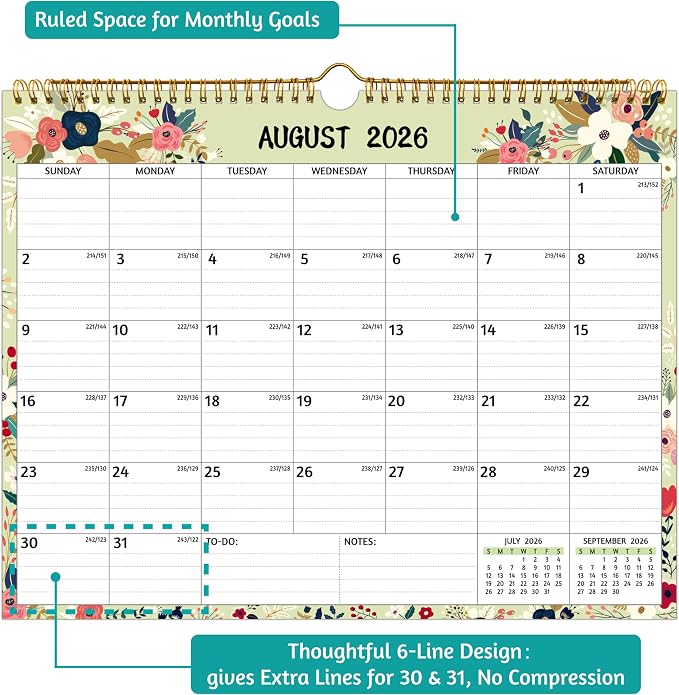 Wall Calendar 2026-2027 – 2 Year Calendar 2026-2027, 14.57 x 11.42 In, Jan 2026 - Dec 2027, 2026 Calendar 24 Months, Monthly 2026, with Ruled Blocks, Thick Paper, Holidays, To-do List ＆ Notes