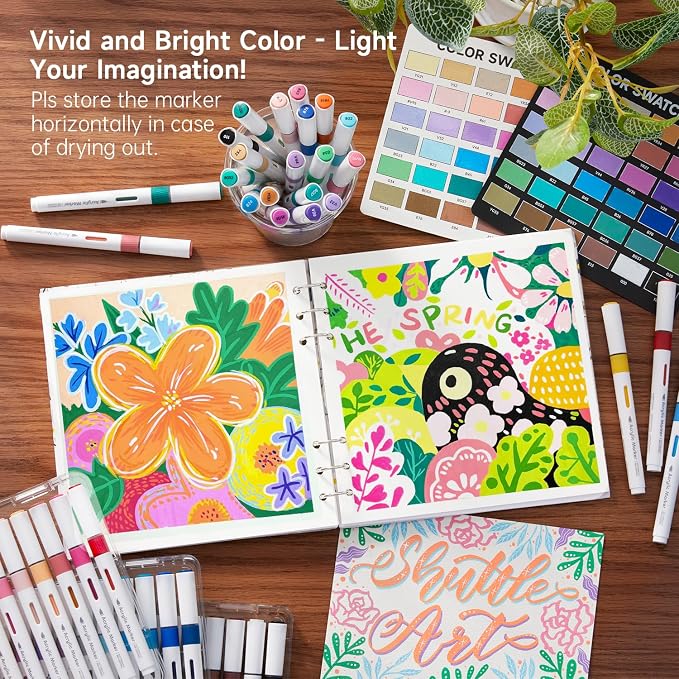 Shuttle Art Automatic Ink Control Acrylic Paint Markers, 36 Colors Brush Tip Acrylic Paint Pens for Rock Painting, Ceramic, Wood, Canvas, Glass, Stone, Fabric, Card, DIY Football Crafts