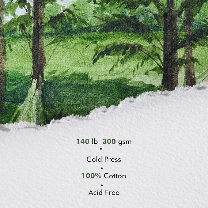 Watercolor Sketchbook, Fuumuui 7.6"x7.6" Watercolor Journal with 30 Sheets 140 LB (300 GSM) Cotton Paper for Painting, Drawing, Art Journaling, Sketchbook As Travel Notebook