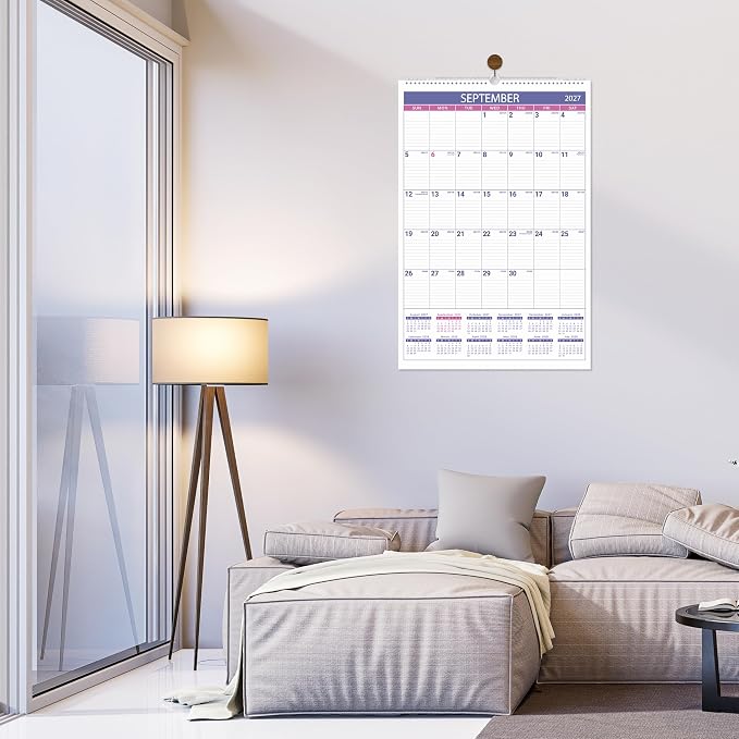 2027 Wall Calendar, 2027 Vertical Large Wall Calendar, 15" x 23" | from Jan 2027 - Dec 2027, Julian Date, Premium Paper, for Home Office Organizing