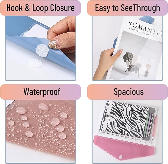Mr. Pen- Clear Plastic Envelopes File Folders, 30 Pack, A4, Letter Size | Colorful Flaps, Bulk Clear Folders for Documents Plastic Poly Envelopes with Label for School, Home, Work, Office, Organizer