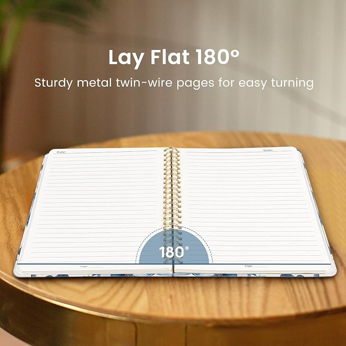 Taja Lined Spiral Journal Notebook for Women, A5 Cute College Ruled Hardcover Notebook for Work & Note Taking, Pretty Journal for Writing, 140 Pages, Watercolor Petal