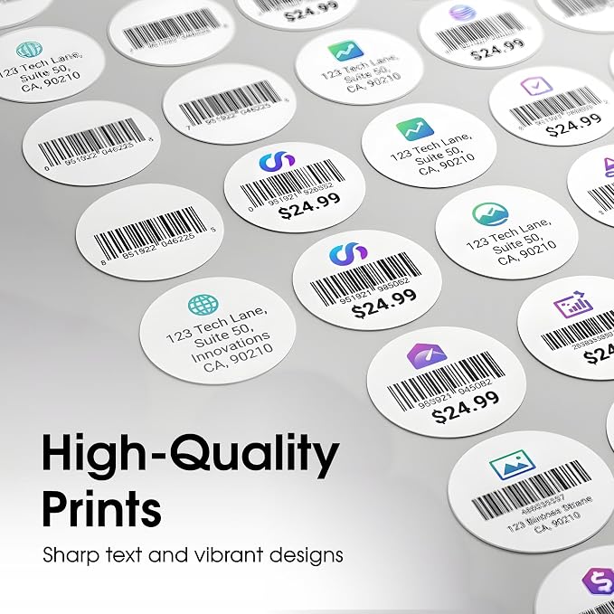 0.75" Printable Round Labels for Inkjet and Laser Printers - 54000 Blank Stickers, 500 Sheets for Price Tags, Thank You Stickers, QR Codes, Business Logos - Spartan Industrial Template C001