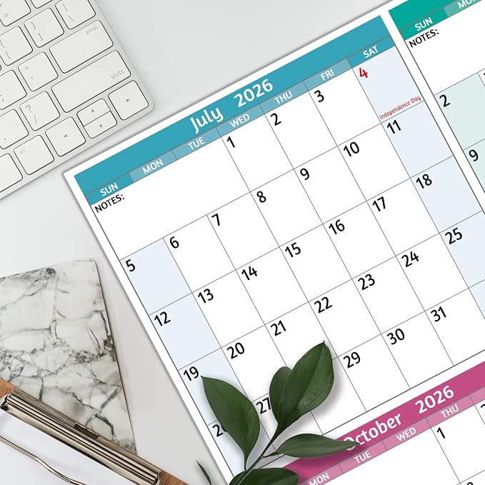 Yearly Wall Calendar 2026-2027 - Large Yearly Calendar 2026-2027, Jul 2026 - Jun 2027, 25.2'' x 38.2'' (Open), Yearly Calendar 12 Months, with To-do Lists, Notes, Stickers, All At One Page