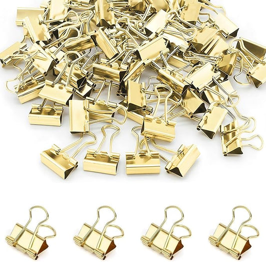 50 Pack Small Gold Binder Clips 3/4 Inch (19 mm), Colored Little Paper Clamps, Tiny Mini Paper Clips for Office Home School Business 0.75"