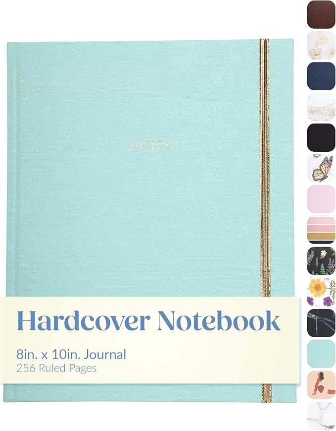 WORLD TRAVELER Large Lined Journal Notebook 256 Ruled White & Ivory Pages | Lay-Flat Binding, Gilded Page Edges Resist Wear, Reinforced Square Corners, Bleed-Resistant Smooth Paper