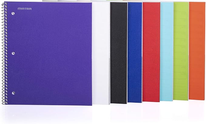 Mintra Office Durable Spiral Notebooks, 1 Subject, (Teal, College Ruled 3 Pack) - 100 Sheets, Poly Pocket, Moisture Resistant Cover, Strong Chipboard back, For School, Office, Business