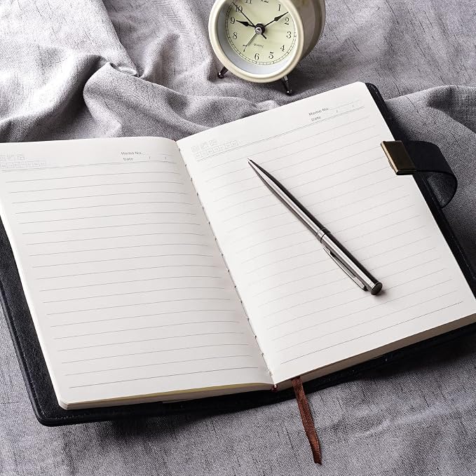 WEMATE Diary with Lock, A5 PU Leather Journal with Lock 240 Pages Black | Vintage Lock Journal Password Notebook with Pen & Gift Box, Lock Diary Planner Organizer for Men and Women, 8.6x5.8in