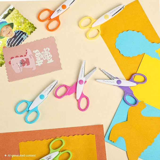 Mr. Pen- Craft Scissors Decorative Edge, 6 Pack, White & Vibrant | Zig Zag Scissors for Crafting, Scrapbooking, Fancy, Pattern, Design